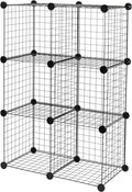 Amazon Basics Cube Wire Grid Stackable Storage Shelves, 6-Cube, 12.6"D x 26"W x 38"H, Black