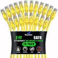Maximm Cat 6 Ethernet Cable 2 ft (20-Pack) - High-Speed LAN Cable, Internet Cable, Patch Cable, and Network Cable - UTP, 10Gbps, 550MHz Ethernet Cord - Yellow