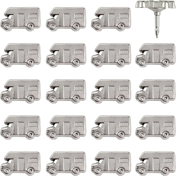 Motorhome Push Pins - Silver RV Pins - for Cork Board, Maps, or Lapel Pin Use - Designed in USA - Set of 20