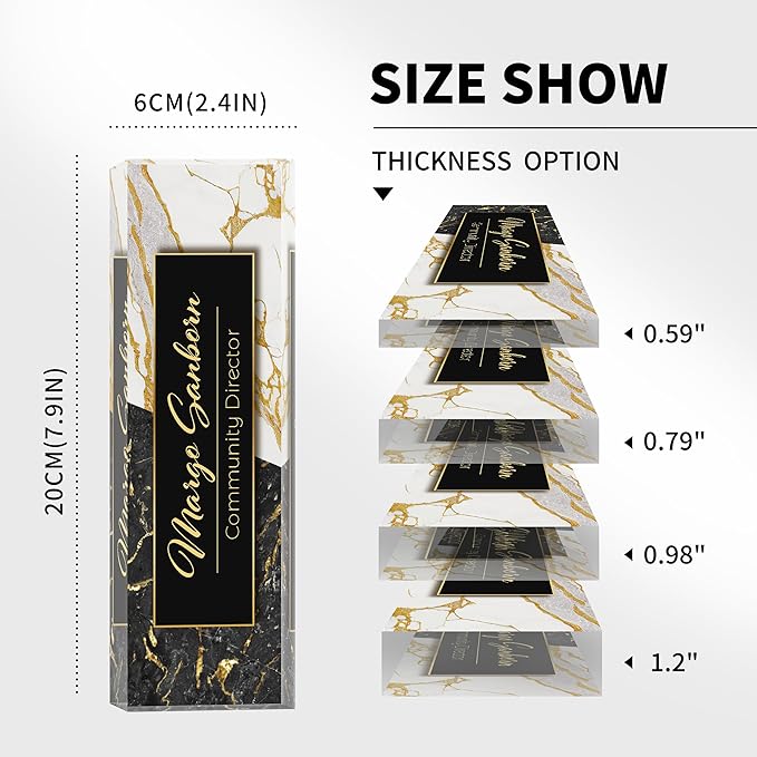 Personalized Name Plate for Desk Custom Acrylic Desk Name Plate Custom Employee Appreciation Gifts Office Gifts for Women, Men, Boss, Coworkers, Teacher, Nurse (A-Black & White Marble)