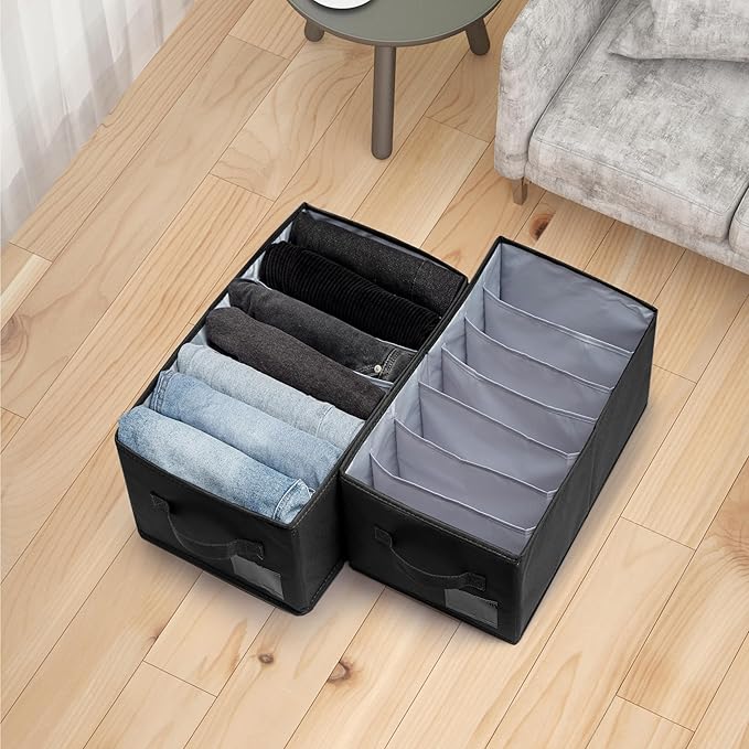 2 Pack Large Wardrobe Closet Organizer - Drawer Organizer Clothes, Efficient Sweatshirt Organizer for Closet, Versatile Closet Organizers and Storage (Black, 17.7" L x 9.8" W x 7.1" H)