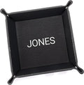 Lifetime Creations Personalized Valet Tray (Black) - Custom Engraved Vegan Leather Snap Catchall, Gifts for Groomsmen