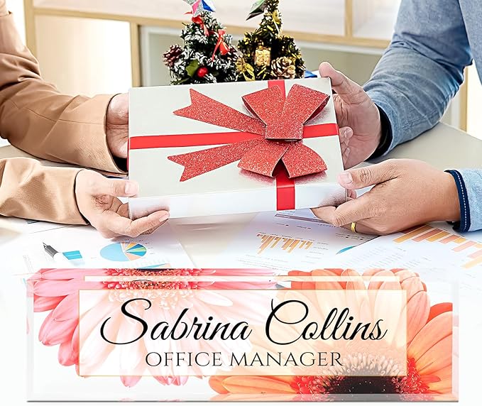 Name Plate for Desk, Desk Name Plate Personalized, Office Decor for Women Men, Acrylic Desktop Accessories, Office Appreciation Gifts for Boss Social Workers Nurse Teacher Employee (Sunflowers A)