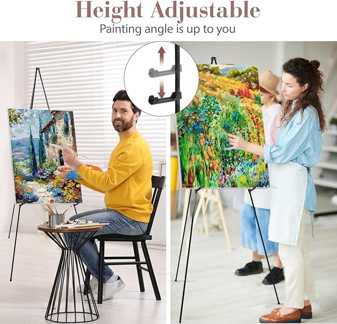 AZEAM 63" Easel Stand for Sign, 3 Pack Portable Easel for Painting, Foldable Black Metal Easel Display Stand Poster Holder Adjustable Sign Stand for Display Wedding Arts Poster