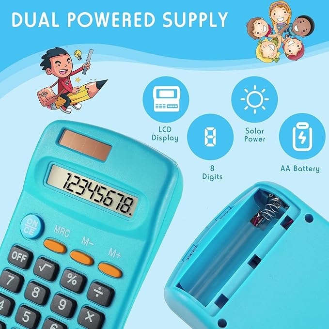 24 Pcs Pocket Size Basic Calculators Dual Powered Handheld 8 Digit Display Desktop Calculators for Desktop Home Office(Multi Color)