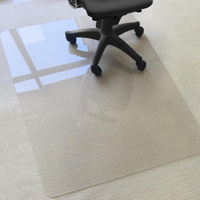 Kuyal 2 Pack 1/5" Thick Office Chair Mat, 40" x48" Heavy Duty Hard Computer Chair Mat, Under Desk Protector Carpeted Floors Mats, Easy Chair Movement, Can be Used on Carpet or Hard Floor, Ship Flat