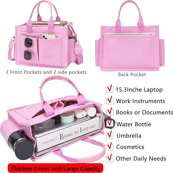 Canvas Tote Bag for Women,Women's Bags Crossbody Bags Work Laptop Tote Bag Large Handbags Purse for Travel Nurse Teacher
