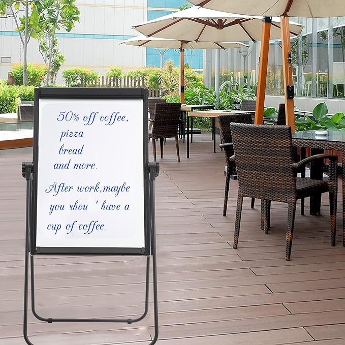 U-Stand Whiteboard Easel-36x24 inches Double Sided Magnetic Dry Erase Board Easel, Height Adjustable & 360 Degree Rotating White Board, Black