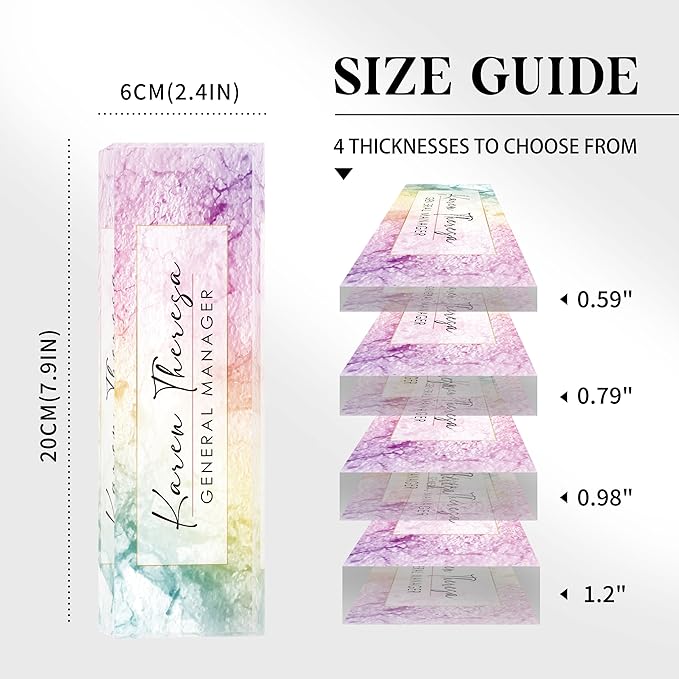 Custom Office Name Plate, Personalized Gifts for Women & Men, Appreciation Gifts for Employees, Boss, Teacher - Rainbow Texture Desk Accessory