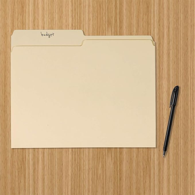 Amazon Basics File Folders, 1/2 Tab, 36-Pack, Letter (8.5Lx11W inches), Manila