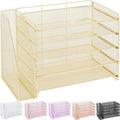 OPNICE 5-Tier Paper Organizer with Magazine Holder, Desk Organizers and Accessories, Office Desk Accessories & Workspace Organizers, Desktop File Organizer for Office Supplies Storage, Gold