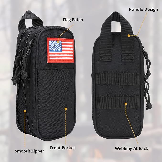 ATRIPACK Pencil Case Big Capacity High Large Storage Tactical Small Tool Pouch Bag Marker Pen Case Stationery Bag Travel Holder School College Office Organizer for Kids Men Women Adult Teens (Black)