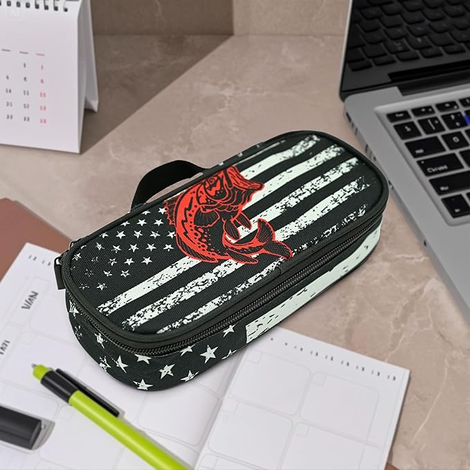 Flag Fish Pencil Case Pencil Pouch Large Capacity Pen Bag School Office Organizer Stationery Storage Box For Girls Boys Teen Kids