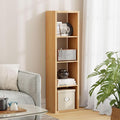 4 Cube Storage Organizer Single Row, Cube Shelf with Heavy-Duty Thick Boards, 13.31"L x 9.37"W x 48.82"H, Smooth Easy-Clean Panels, Simple Assembly, for Living Room Bedroom Office, Natural-Oak