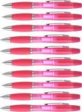 DISCOUNT PROMOS 10 Two in one Highlighter Pens Pack - Ballpoint, Silver Accents - Pink