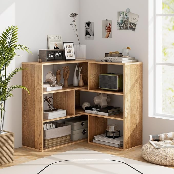 Tangkula 6 Cubes Bookcase, 2-Piece Separable Floor Standing Open Horizontal Bookshelf, Multifunctional Display Storage Shelf for Living Room Study Office (Natural, 6-Cube)
