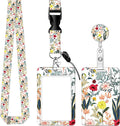 BLOCIT ID Badge Holder with Lanyard - Fashionable ID Card Holders with Retractable Lanyards - Soft Fiber Metal Clip Sturdy Buckle for Key Wallet - Work Nurse Teacher (Beautiful Colorful Floral)