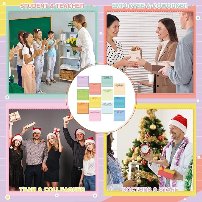 Yinder 48 Pcs Employee Appreciation Sticky Notes New Year Gift Bulk Motivation Sticky Note Pads Inspirational Gift for Teacher Nurse Staff Coworker Office Supply 3 x 3'' (Appreciation,Light Color)