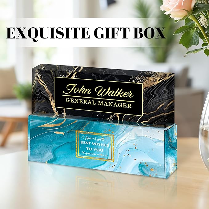 Personalized Name Plate for Desk, Custom Acrylic Desk Name Sign, Office Appreciation Gifts for Women Men Coworkers Boss Teacher Employee (Black Marble)