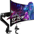 AVLT Single 13"-38" Monitor Arm Desk Mount - Fits One Flat/Curved/Ultrawide Monitor - Full Motion Height Swivel Tilt Rotation - VESA/C-Clamp/Cable Management