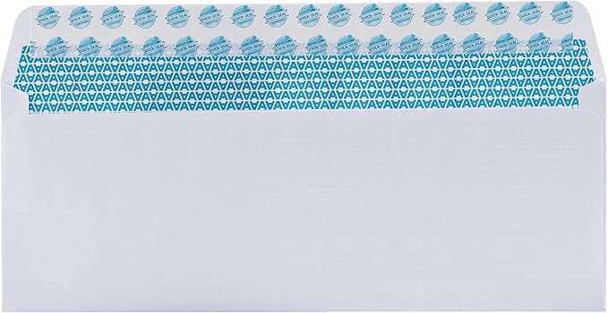 Aimoh #10 Custom Printed Security Tinted Self–Seal Envelopes - Personalized with Logo and Address/Return Address Imprinted -Size 4-1/8 X 9-1/2" -White -24 LB -Box of 2500 Count (7-34010-2500)