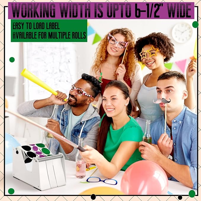 1 Pcs Label Dispenser Manual Adjustable Metal Sticker Roll Holder Sticker Dispenser Label Roll Holder Tape Organizer Stand for Office Home Business Tabletop