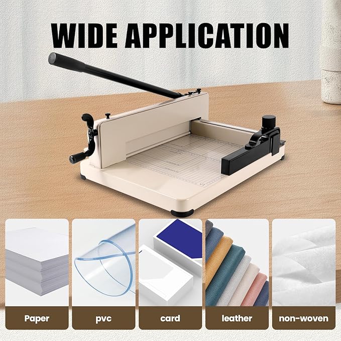 Heavy Duty Guillotine Paper Cutter 12'', 400 Sheets Capacity Paper Trimmer for Cutting Paper, Leather, PVC, Non-Woven Fabrics
