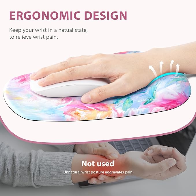 Ospelelf Wrist Rest for Keyboard and Mouse Ergonomic Mouse Pad with Wrist Support Memory Foam Wrist Rest for Computer Keyboard,3-in-1 Gel Mouse and Keyboard Pad for Office Colorful Rose