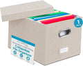 Internet's Best Collapsible File Storage Organizer Box with Lid - Decorative Linen Hanging Filing & Storage Office Box - Letter/Legal - Strong Durable - Toys Blankets Binders - Cream - 1 Pack