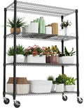 4 Tiers Shelf 2640 lbs Steel Storage Shelving Utility Shelving Unit Steel Organizer Wire Rack for Home,Kitchen,Office,Garage Black 23.6" D x 53.1" W x 73.6" H