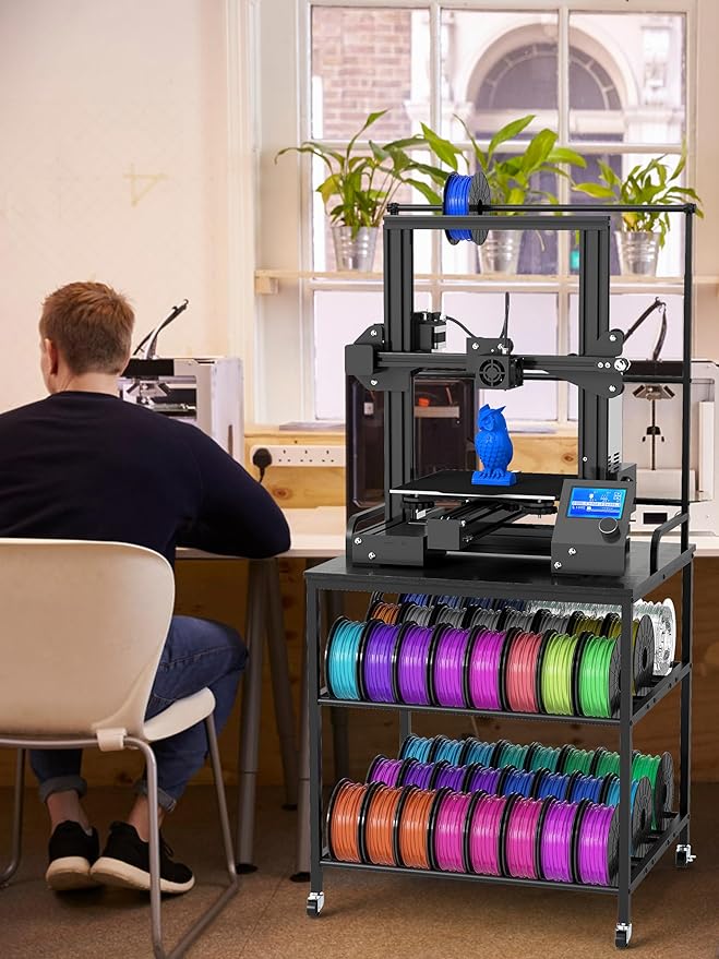 3D Printer Stand with Filaments Storage Rack Rolling 3D Printer Table with Wheels 3D Printing Stand Workbench Holder for PLA/ABS/PETG/TPU for Studio,Office, Garage, Workshop