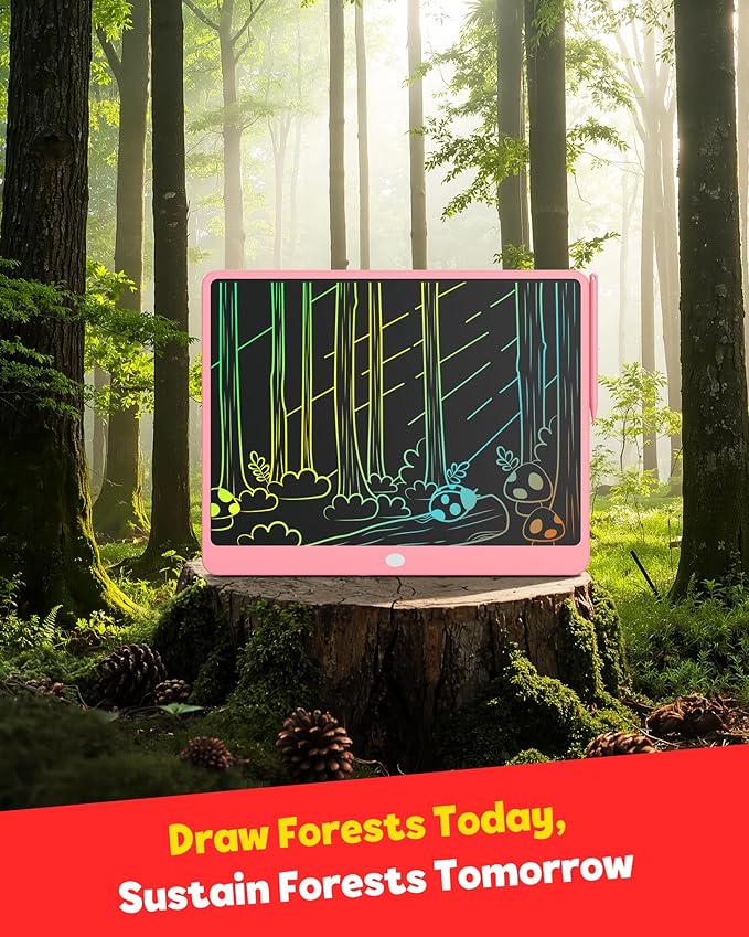 TEKFUN LCD Writing Tablet for Adults, Large Doodle Board, 16 Inch Colorful Drawing Tablet Writing Pad, Toddler Toys for 3 4 5 6 7 8 9 Year Old Girls Boys Teen, Birthday Gifts for Kids (Pink)