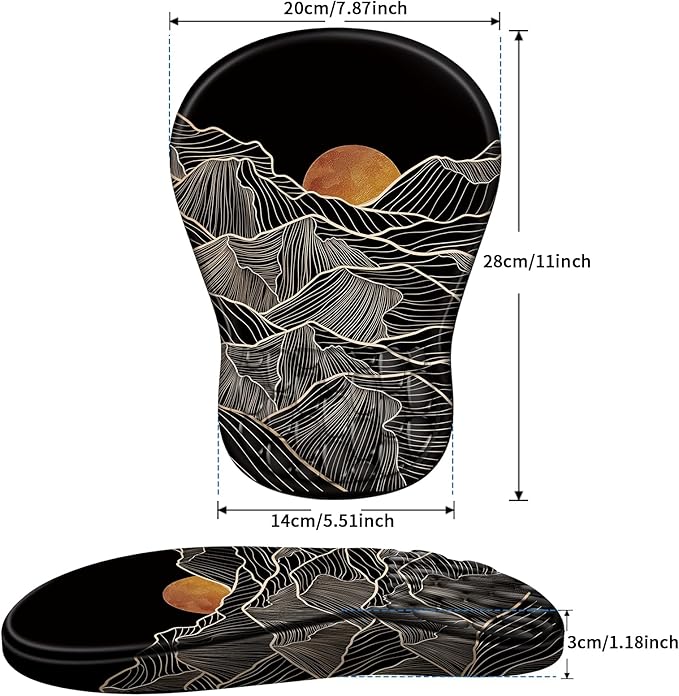 YIWEI Ergonomic Mouse Pad with Wrist Rest - Comfortable Office Mousepad with Memory Foam Wrist Support for Carpal Tunnel Relief, Mouse Pads with Non-Slip Base for Gaming and Home (Sunset)