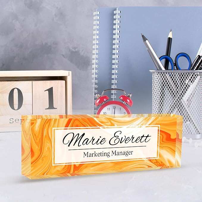 Custom Orange Acrylic Office Accessory | Personalized Boss Appreciation Gift
