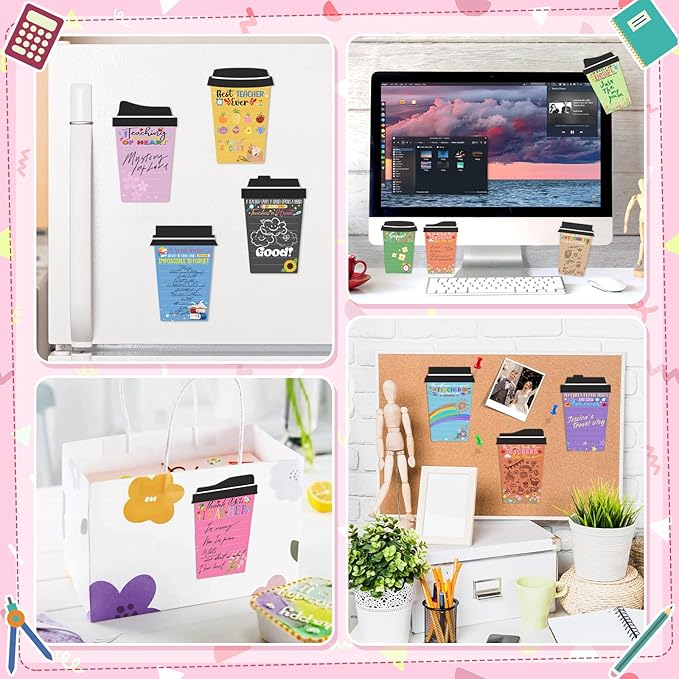 36 Sets Teacher Appreciation Gifts Bulk Coffee Cup Sticky Notes with Inspirational Pens, Funny Notepads Motivational Ballpoint Pen Thank You Gifts for Teacher Coworker Employee Nurse Office Supplies