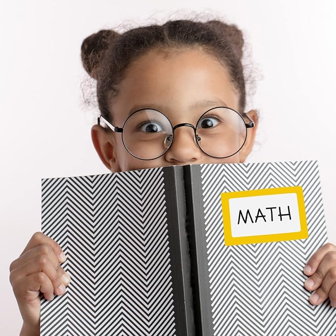 LotFancy 500pcs Name Tag Stickers, 3.5" x 2.25", 5 Colors, Plain Labels, Adhesive Tags with Perforated Line for School Office Home