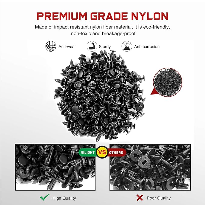Nilight 400PCS Car Retainer Clips 6mm 7mm 8mm 9mm 10mm Expansion Screws Replacement Kit Bumper Push Rivet Clips for GM Ford Toyota Honda Chrysler Nissan