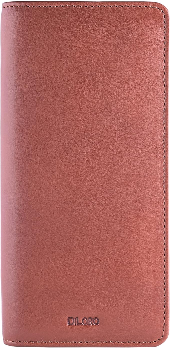 DiLoro Leather Zippered Triple or Quad Pen Case Pencil Pouch Holder for Three or Four Fountain Ballpoint Rollerball Pens or Glasses (Nappa Bugatti)
