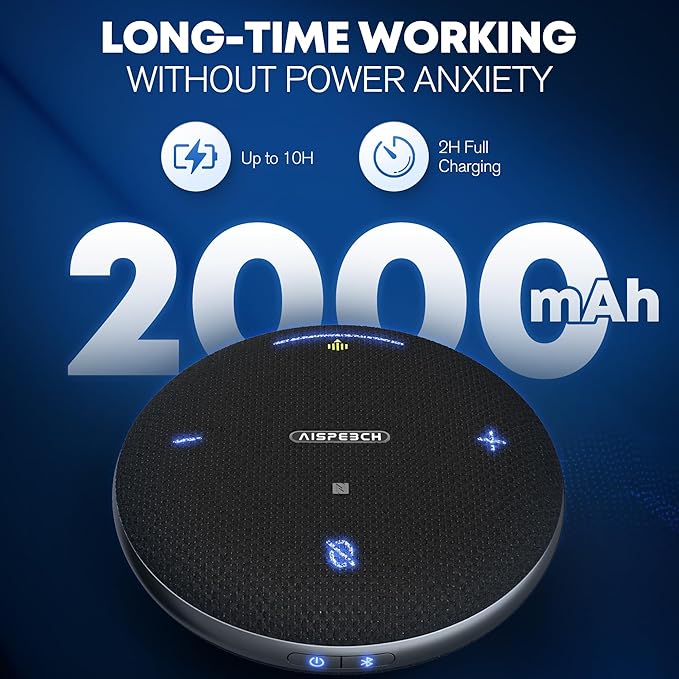 AISPEECH M4 Pro Speakerphone, Conference Microphone with Directional Voice Pickup, Enhanced Voice Pickup, AI Transcription, AI Noise Reduction, USB C, Bluetooth Speakerphone for Personal Workspaces