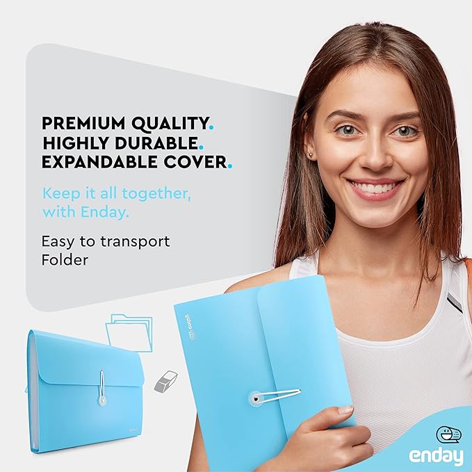 Accordion File Organizer 13 Pocket Expanding File Folder with Labels, Accordion File Organizer Letter Size Letter A4 Paper for Receipts, Bills and Documents 13" x 9.5” –by Enday