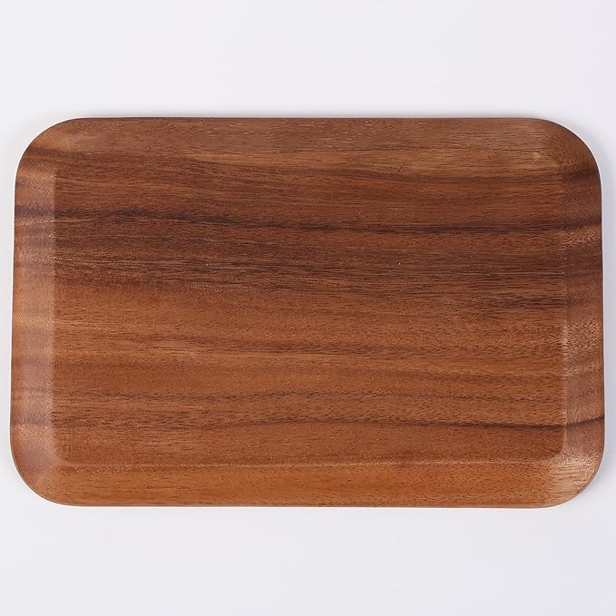 2PCS Serving Wood Valet Tray for Men Women, Catch All Acacia Mens Key Dump Bedside Nightstand Organizer EDC Decorative Wooden Tray for Phone Watch Wallet Keys
