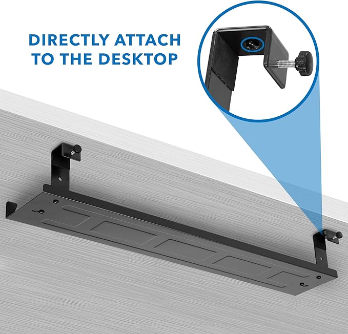 MOUNT-IT! Under Desk Cable Tray [23" Length] Wire Management Basket for Desktop Computers, Laptops, Sit Stand Desks and Workstations (Black)