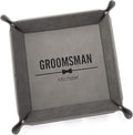 Lifetime Creations Personalized Groomsman Valet Tray - Custom Gifts for Groomsmen Proposal, Vegan Leather Catchall Wedding Gifts (Gray, Bow Tie Design)
