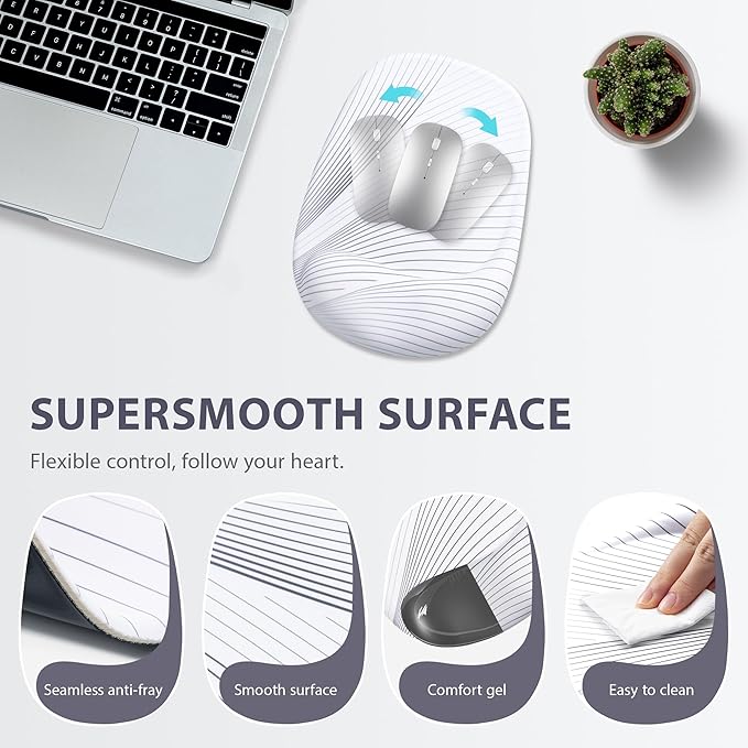 Ospelelf Wrist Rest for Keyboard and Mouse Ergonomic Mouse Pad with Wrist Support Memory Foam Wrist Rest for Computer Keyboard,3-in-1 Gel Mouse and Keyboard Pad for Office White