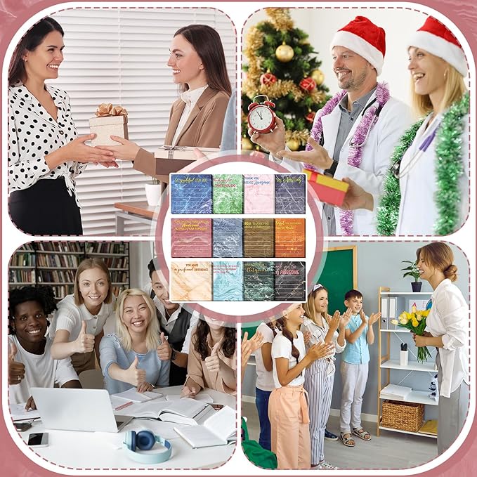 Yinder 24 Pcs Employee Appreciation Sticky Notes New Year Gift Bulk Motivation Sticky Note Pads Inspirational Gift for Teacher Nurse Staff Coworker Office Supply 3 x 3'' (Appreciation,Marble)