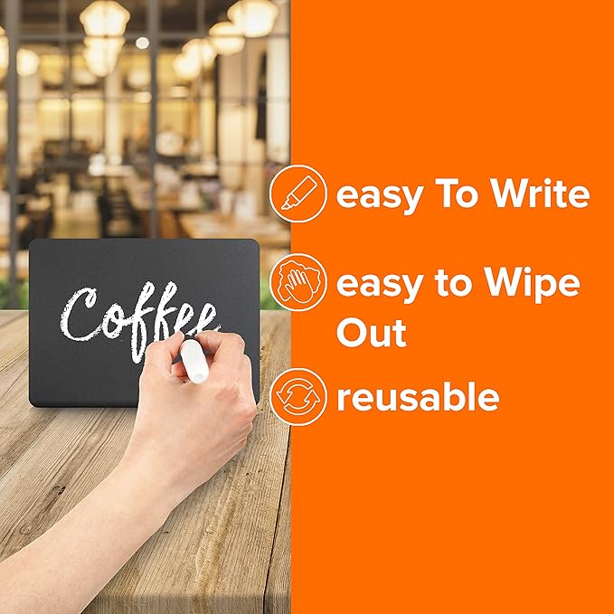 10 Pack Mini Chalkboard Signs 3x4 inch – Erasable Food Signs for Buffet - Catering - Bakeries & Parties - Small Black Chalkboard Labels - Tabletop Displays & Wedding Chalk Board Name Plates