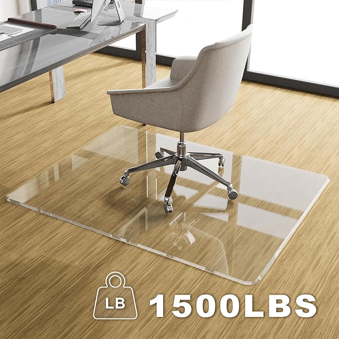 MESAILUP Beveled Edge Irregular Office Chair Mat for Carpet or Hardwood Floor Crystal Clear 46" x 55" for a Smooth Glide and Easy Roll On/Off, Heavy Duty and Non-Slip Floor Chair Mat