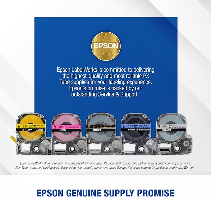 Epson LABELWORKS 212BPRPX Genuine PET (Polyester) Tape Cartridge - Black on Pearl Red Designer Craft Label Maker Tape - 1/2" (12MM) Wide, 30'