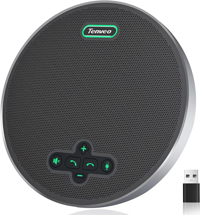 Tenveo Bluetooth Conference Speakerphone Bluetooth/Wireless/USB, 8 AI Noise Mics and 360° Sound Pickup,Compatible with Zoom, Teams, OBS, Supports 12-15 People for 18H of Talk Time MagiCallpro