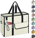 BALEINE Large Utility Tote Bag with Reinforced Bottom, Multi Pockets Foldable Tote Bag for Nurse, Travel, Work